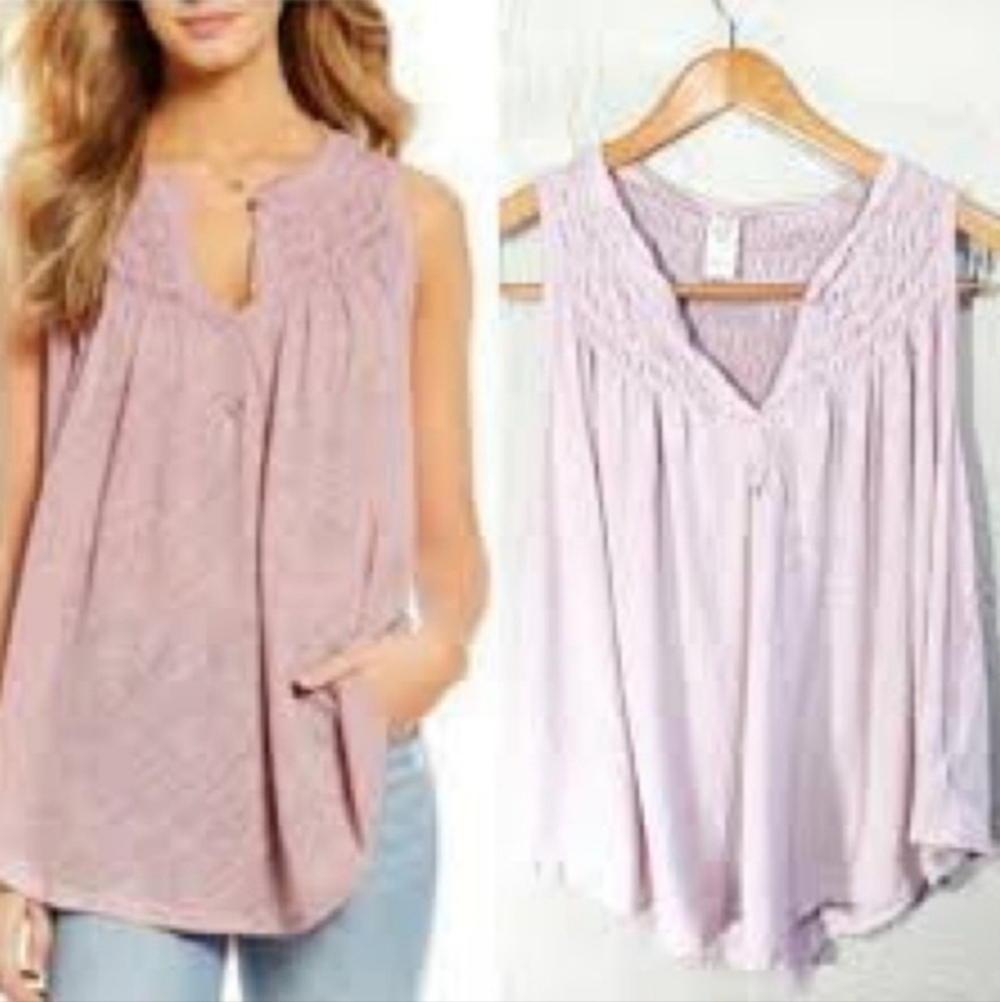 We The Free Anthropologie New To Town Tank Top Woman's XS Oversized Pink EUC